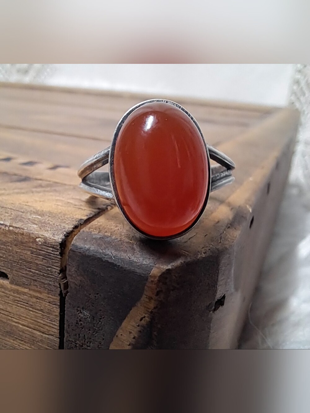 925 Sterling Silver Oval Red Carnelian Handmade Boho Vintage Jewelry - Picture 1 of 7